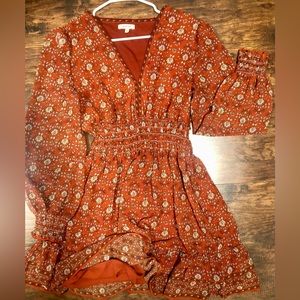 Max Studio, L, Orange Smoked Mini Dress.